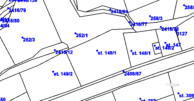Parcela st. 149/1 v KÚ Postřekov, Katastrální mapa