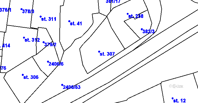 Parcela st. 307 v KÚ Postřekov, Katastrální mapa