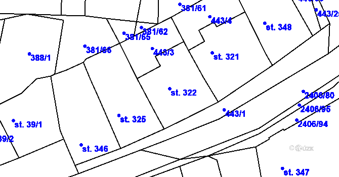 Parcela st. 322 v KÚ Postřekov, Katastrální mapa