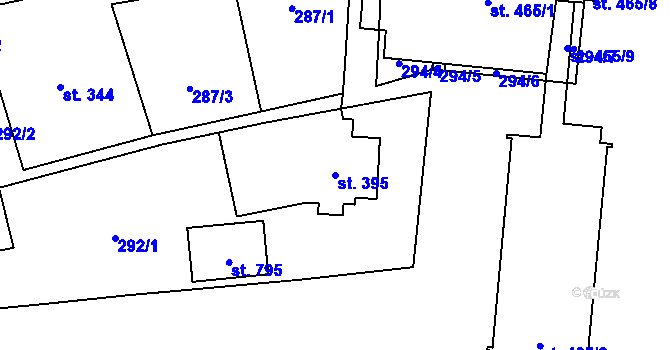 Parcela st. 395 v KÚ Postřekov, Katastrální mapa