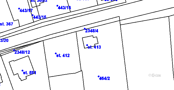 Parcela st. 413 v KÚ Postřekov, Katastrální mapa