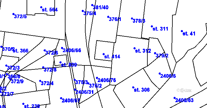 Parcela st. 414 v KÚ Postřekov, Katastrální mapa