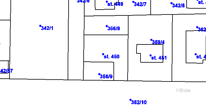 Parcela st. 450 v KÚ Postřekov, Katastrální mapa