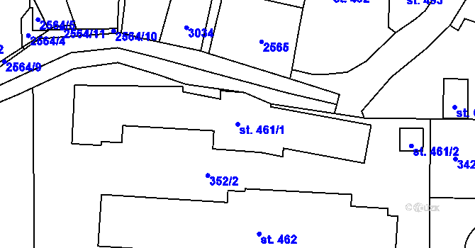 Parcela st. 461/1 v KÚ Postřekov, Katastrální mapa