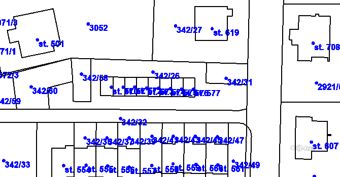 Parcela st. 575 v KÚ Postřekov, Katastrální mapa