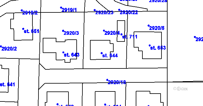 Parcela st. 644 v KÚ Postřekov, Katastrální mapa