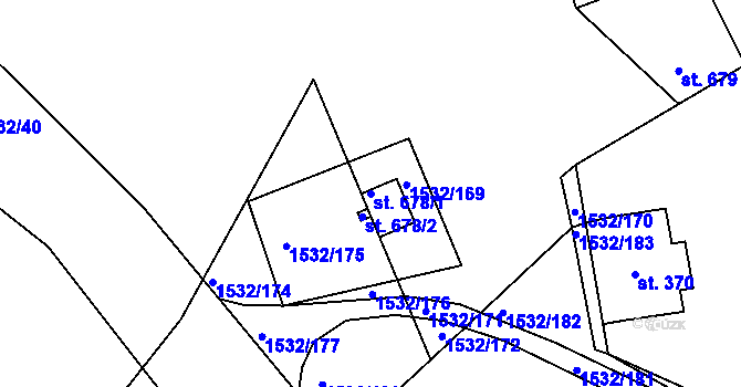 Parcela st. 678/1 v KÚ Postřekov, Katastrální mapa