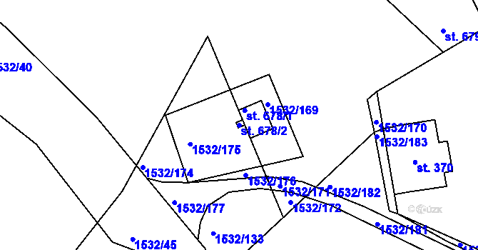 Parcela st. 678/2 v KÚ Postřekov, Katastrální mapa