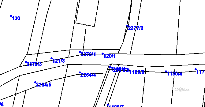 Parcela st. 120/1 v KÚ Postřekov, Katastrální mapa