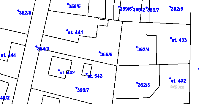 Parcela st. 356/6 v KÚ Postřekov, Katastrální mapa