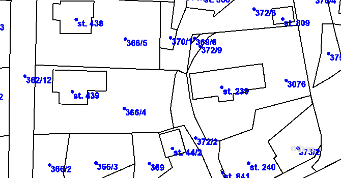 Parcela st. 368/5 v KÚ Postřekov, Katastrální mapa