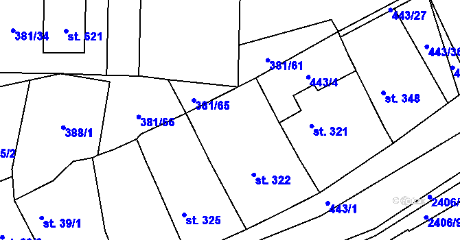 Parcela st. 443/3 v KÚ Postřekov, Katastrální mapa