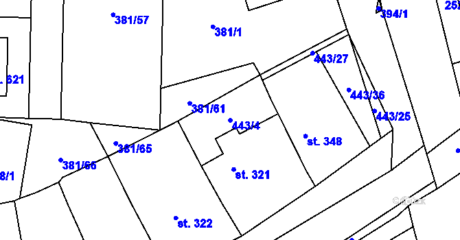 Parcela st. 443/4 v KÚ Postřekov, Katastrální mapa