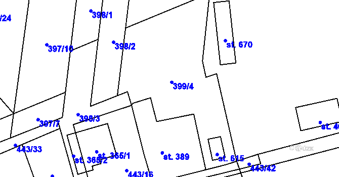Parcela st. 443/24 v KÚ Postřekov, Katastrální mapa