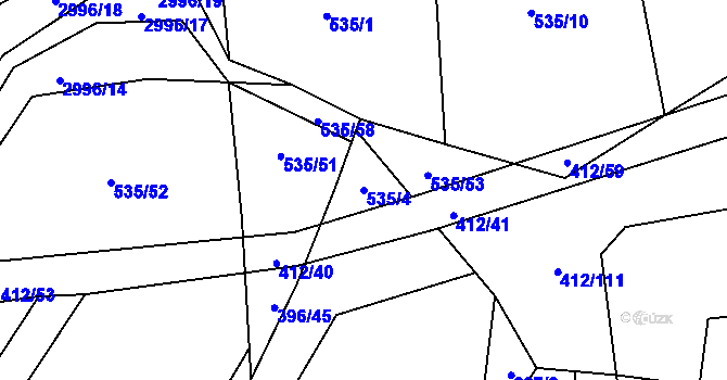 Parcela st. 535/4 v KÚ Postřekov, Katastrální mapa