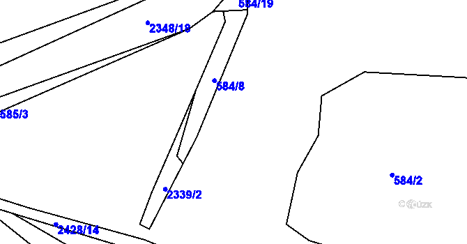 Parcela st. 584/3 v KÚ Postřekov, Katastrální mapa