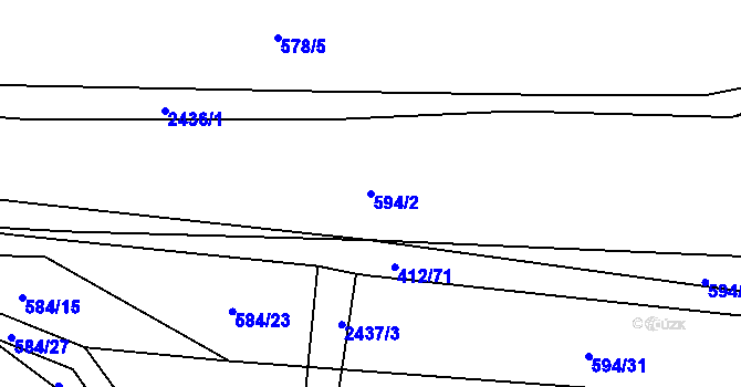 Parcela st. 594/2 v KÚ Postřekov, Katastrální mapa