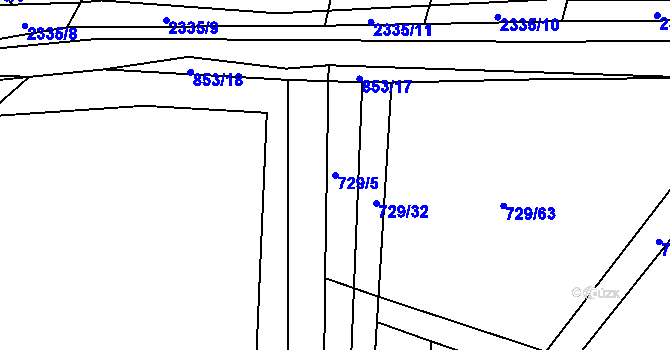 Parcela st. 729/5 v KÚ Postřekov, Katastrální mapa