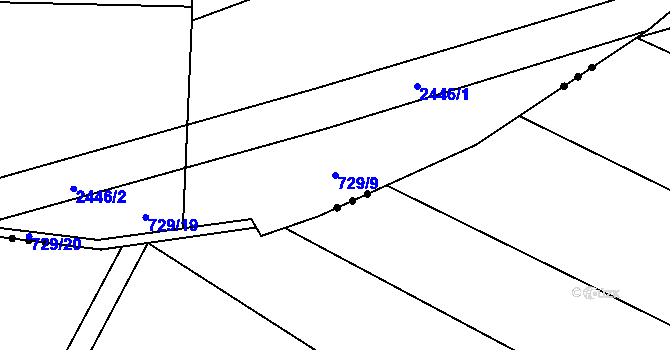 Parcela st. 729/9 v KÚ Postřekov, Katastrální mapa