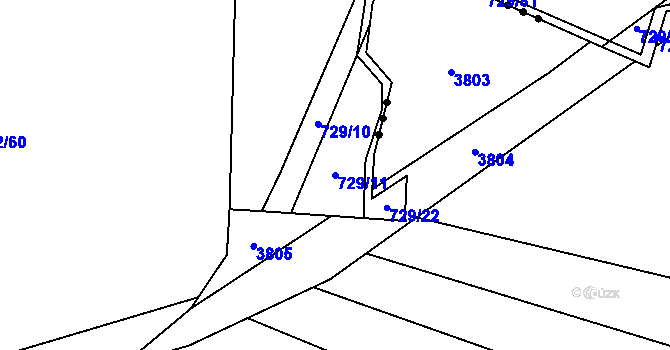 Parcela st. 729/11 v KÚ Postřekov, Katastrální mapa