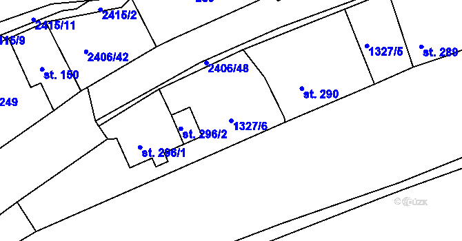 Parcela st. 1327/6 v KÚ Postřekov, Katastrální mapa