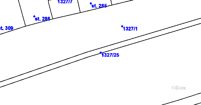 Parcela st. 1327/25 v KÚ Postřekov, Katastrální mapa
