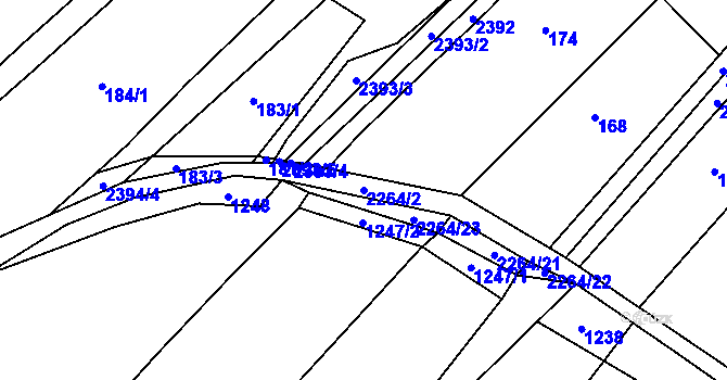 Parcela st. 2264/2 v KÚ Postřekov, Katastrální mapa