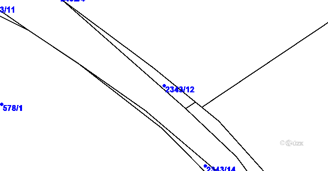 Parcela st. 2343/12 v KÚ Postřekov, Katastrální mapa
