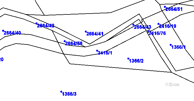 Parcela st. 2416/1 v KÚ Postřekov, Katastrální mapa