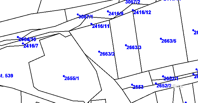 Parcela st. 2663/2 v KÚ Postřekov, Katastrální mapa