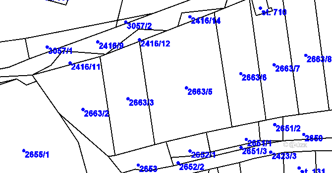 Parcela st. 2663/4 v KÚ Postřekov, Katastrální mapa