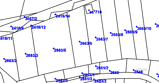 Parcela st. 2663/6 v KÚ Postřekov, Katastrální mapa