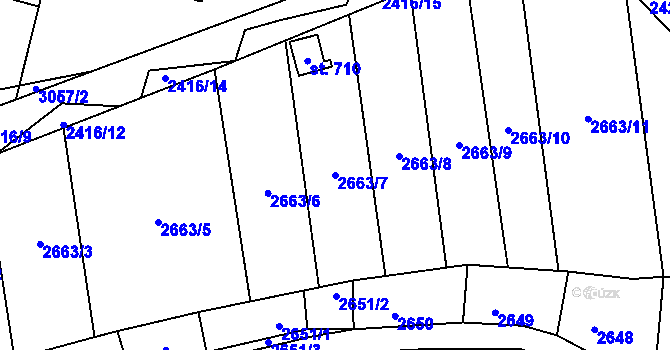 Parcela st. 2663/7 v KÚ Postřekov, Katastrální mapa
