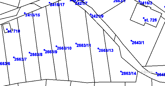 Parcela st. 2663/12 v KÚ Postřekov, Katastrální mapa