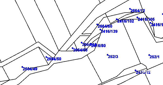 Parcela st. 2664/11 v KÚ Postřekov, Katastrální mapa