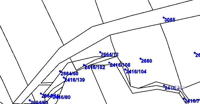 Parcela st. 2664/12 v KÚ Postřekov, Katastrální mapa
