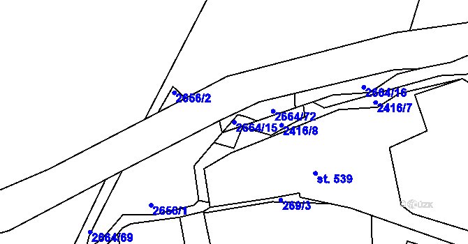 Parcela st. 2664/15 v KÚ Postřekov, Katastrální mapa