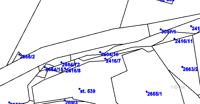 Parcela st. 2664/16 v KÚ Postřekov, Katastrální mapa