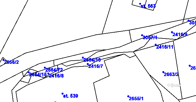Parcela st. 2664/17 v KÚ Postřekov, Katastrální mapa