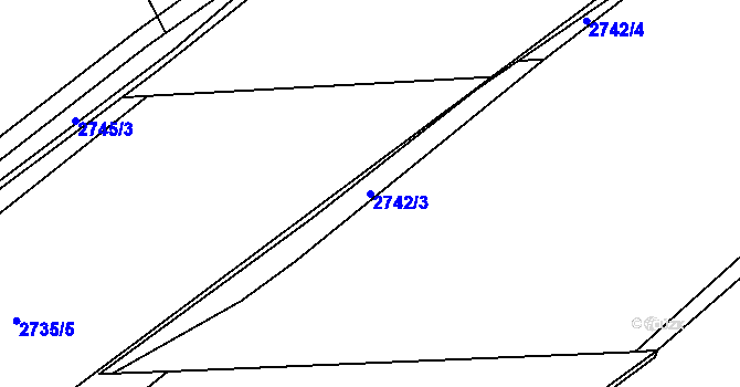 Parcela st. 2742/3 v KÚ Postřekov, Katastrální mapa