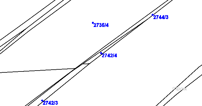 Parcela st. 2742/4 v KÚ Postřekov, Katastrální mapa
