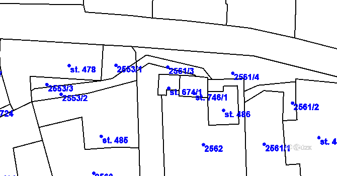 Parcela st. 674/1 v KÚ Postřekov, Katastrální mapa