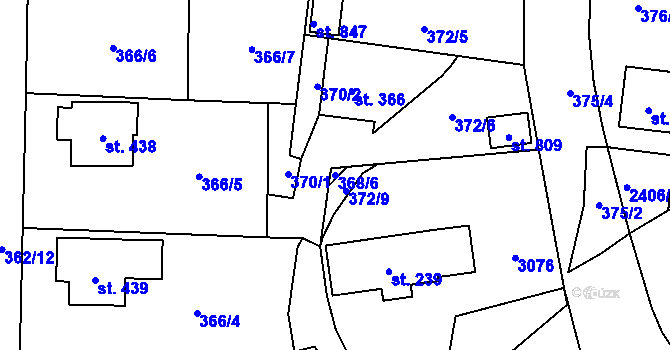 Parcela st. 368/6 v KÚ Postřekov, Katastrální mapa
