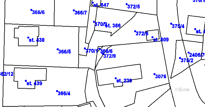 Parcela st. 372/9 v KÚ Postřekov, Katastrální mapa