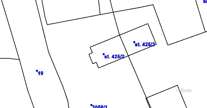 Parcela st. 425/2 v KÚ Postřekov, Katastrální mapa