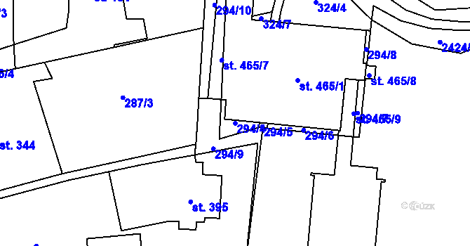 Parcela st. 294/4 v KÚ Postřekov, Katastrální mapa