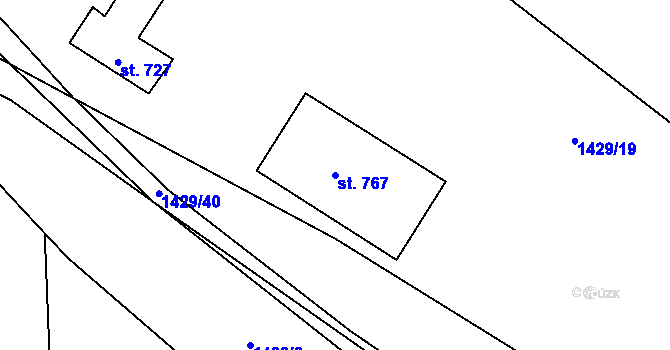 Parcela st. 767 v KÚ Postřekov, Katastrální mapa