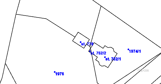Parcela st. 778 v KÚ Postřekov, Katastrální mapa