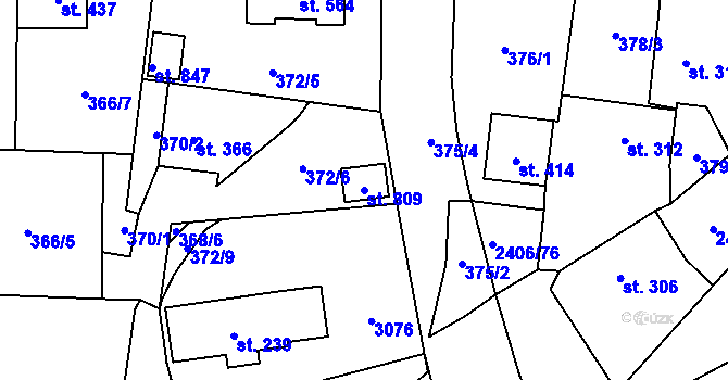 Parcela st. 809 v KÚ Postřekov, Katastrální mapa