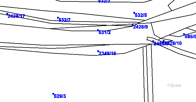 Parcela st. 2348/16 v KÚ Postřekov, Katastrální mapa